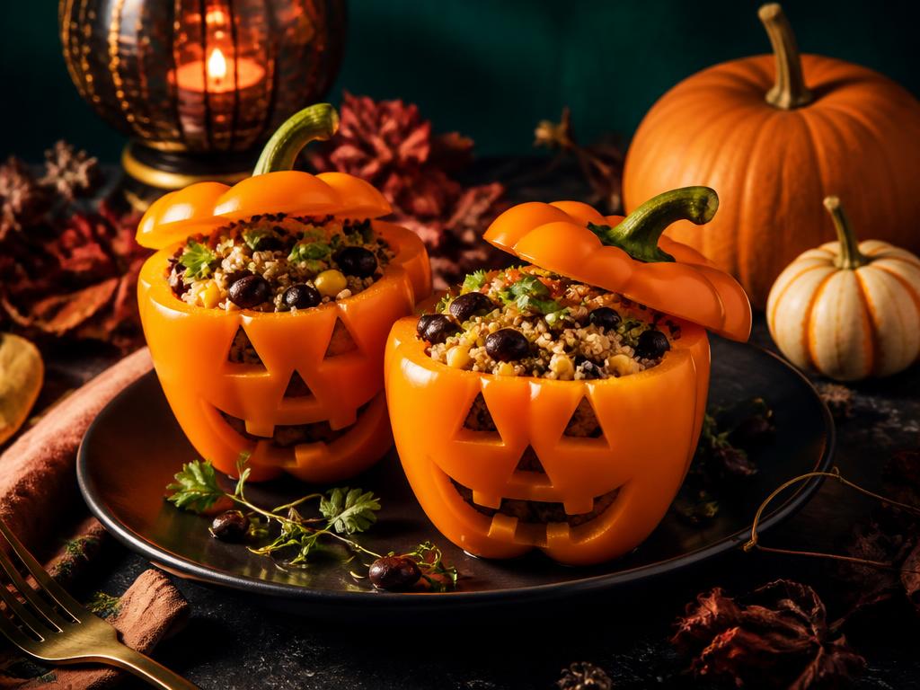 Jack-o’-Lantern Quinoa Peppers