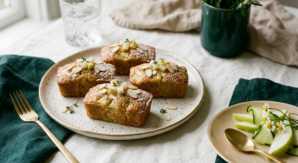 Pear and Courgette Almond Tea Cakes