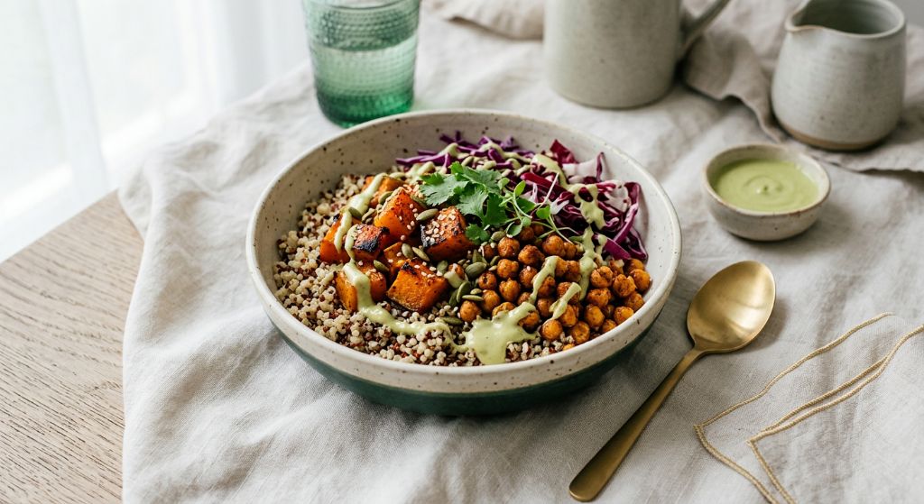 Roasted Pumpkin and Chickpea Bowls with Avocado Tahini