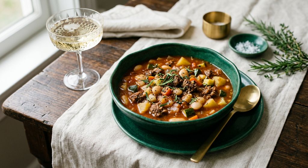 Rustic Beef, Zucchini and Butter Bean Stew