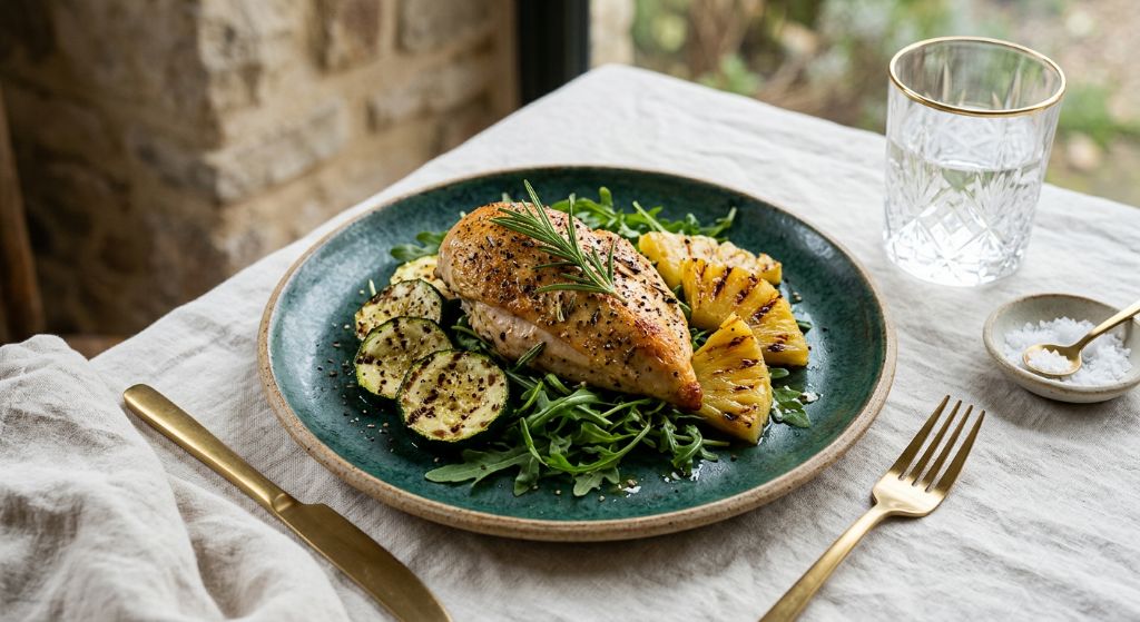 Rosemary Chicken with Charred Pineapple and Zucchini