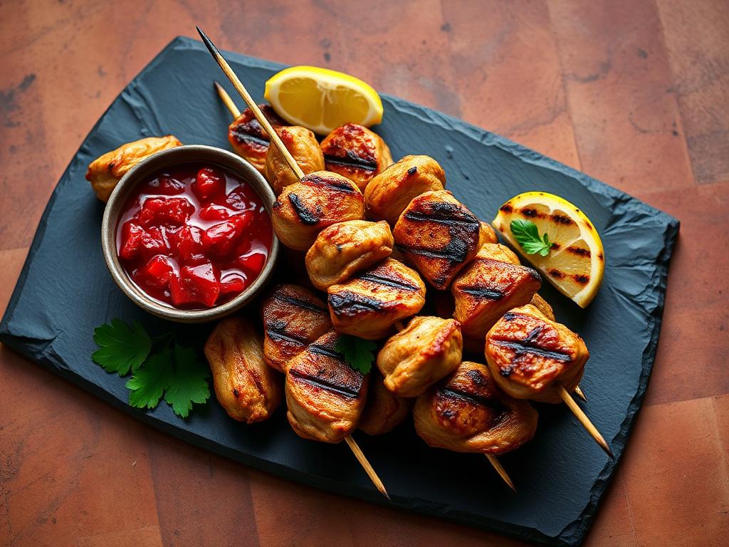 Grilled Chicken Ražnjići with Ajvar