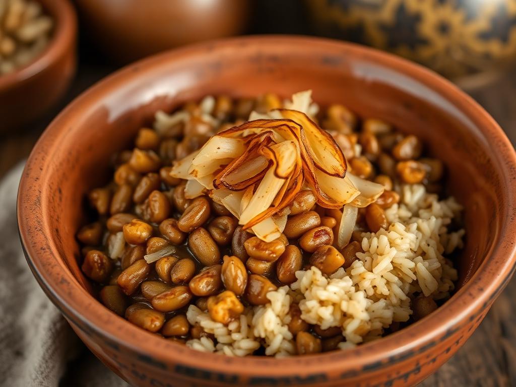 Lentil Rice with Burnt Onions