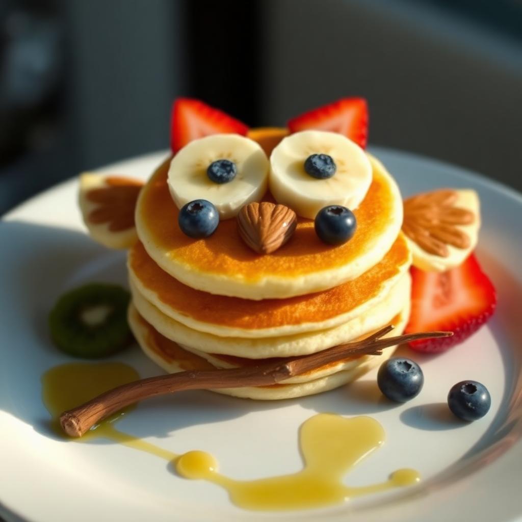 Sleepy Owl Pancake Stack