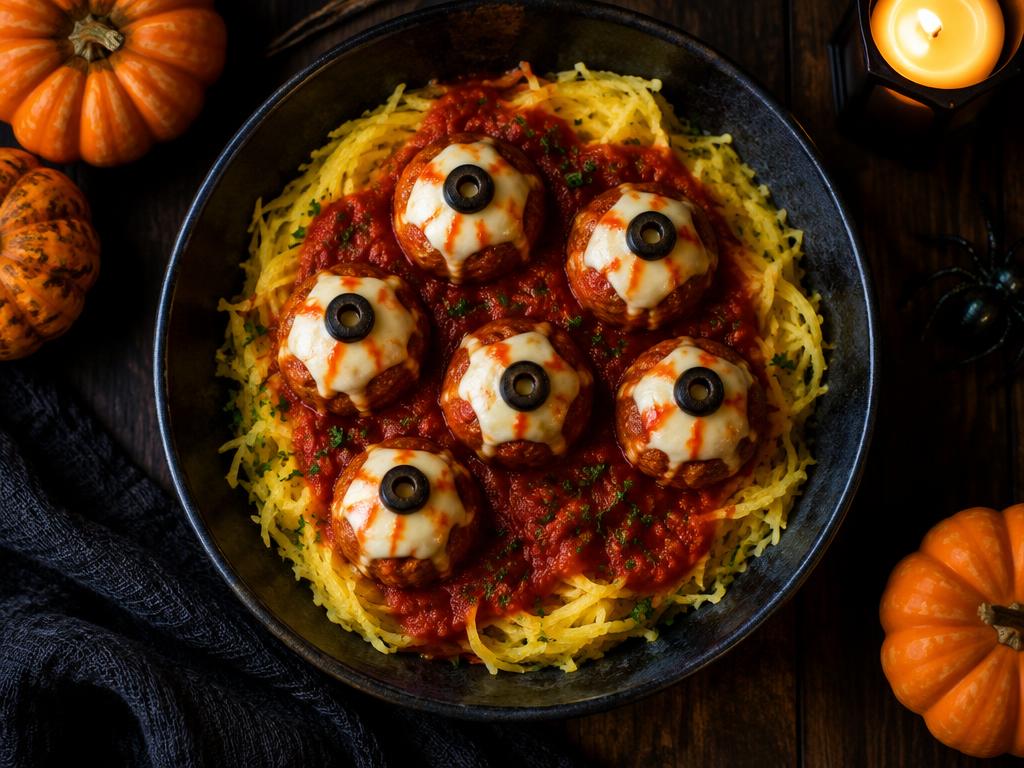 Staring Eyeball Squash Spaghetti