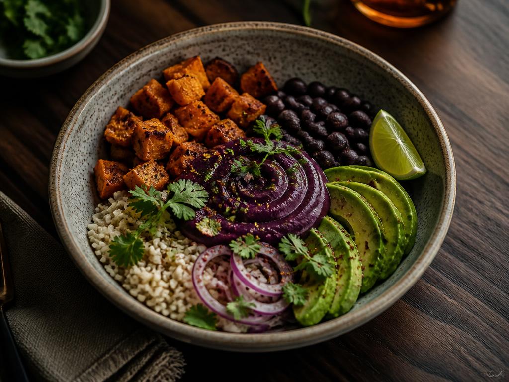 Savoury Açaí, Black Bean & Roasted Sweet Potato Bowl
