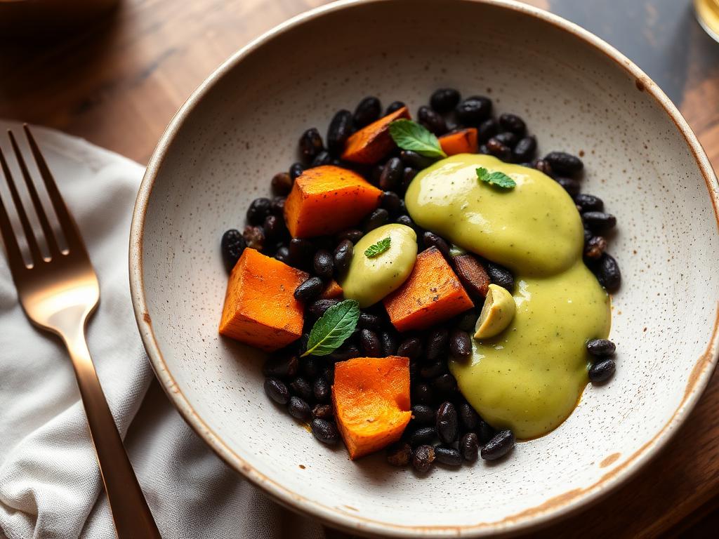 Achiote-Spiced Roasted Pumpkin & Black Bean Bowl