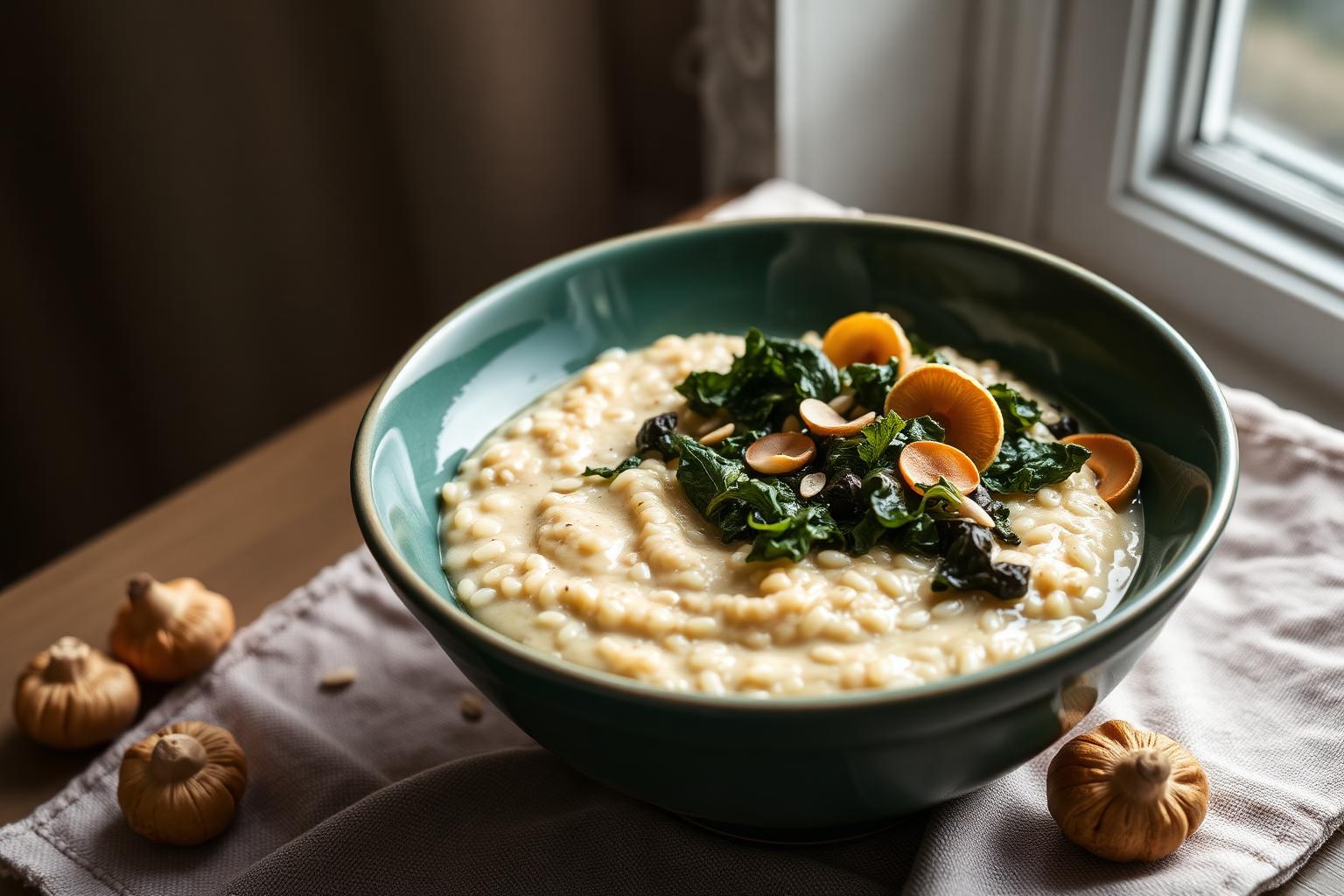 Hemp & Barley Risotto with Wild Mushrooms & Kale