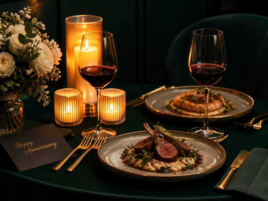 Intimate Anniversary — Candlelit, romantic, slow-paced table setting