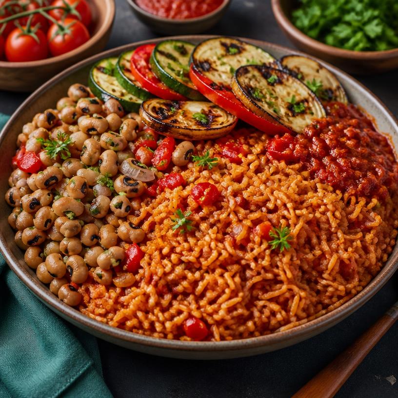 Brown Rice Jollof with Black-Eyed Peas