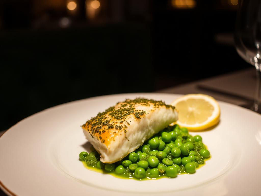 Herb-Crusted Cod with Crushed Peas