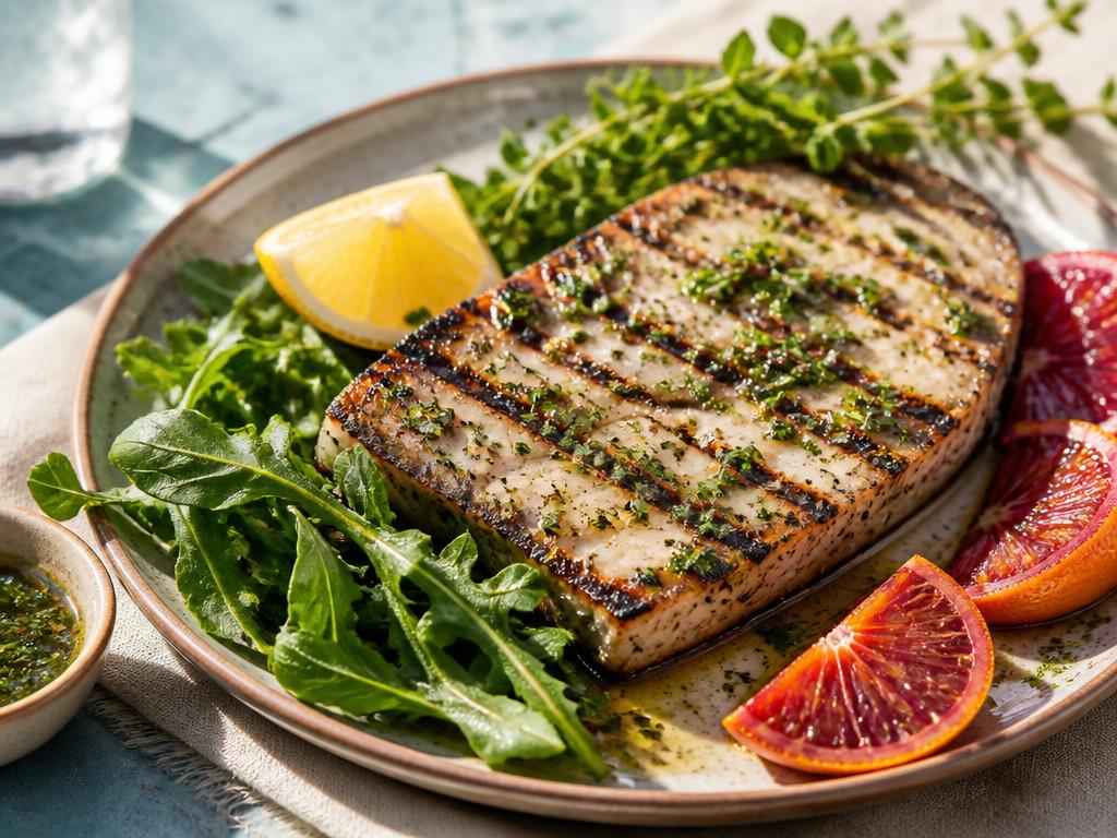 Grilled Swordfish Salmoriglio with Blood Orange